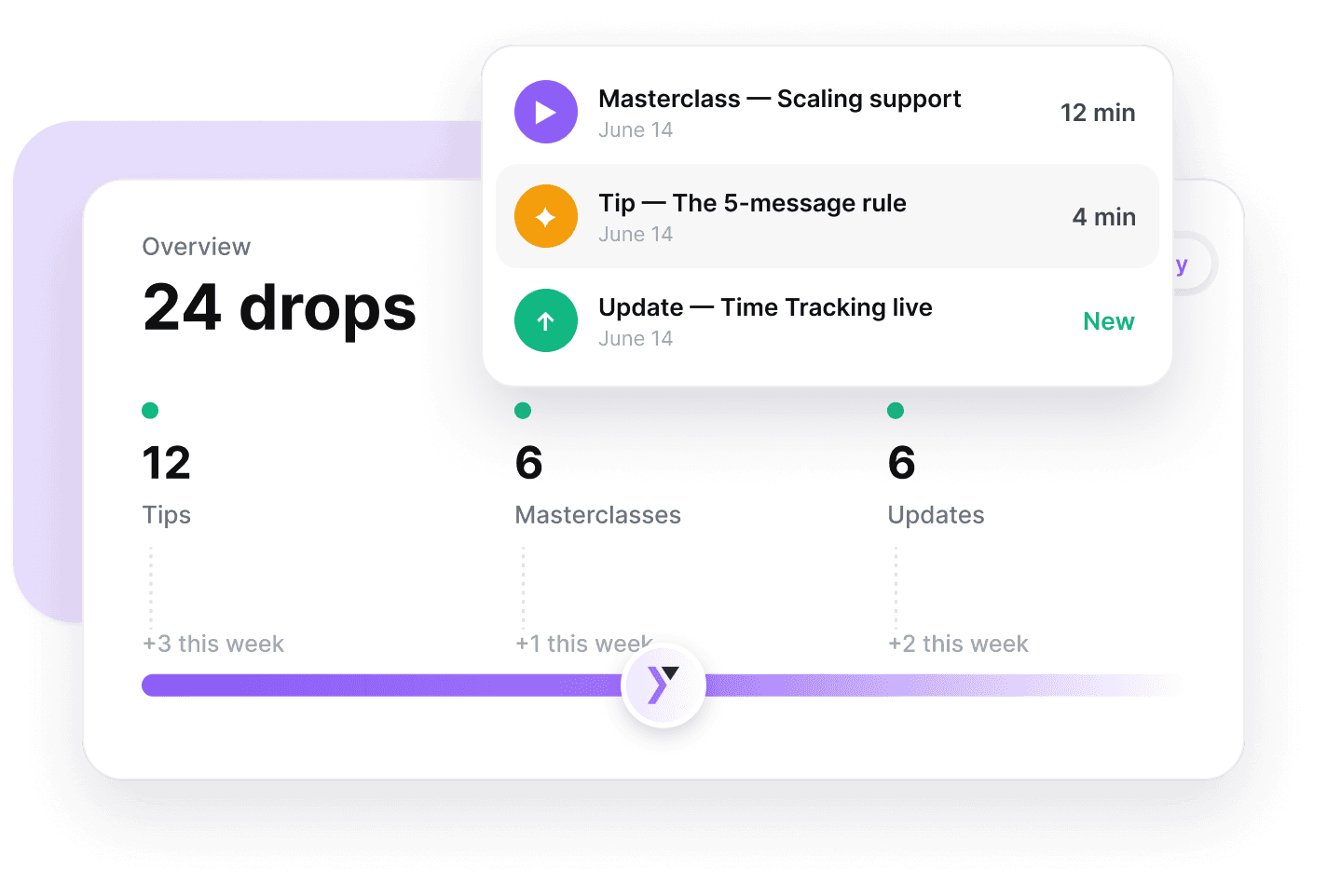 Value Feed dashboard: 24 drops with tips, masterclasses and updates this week
